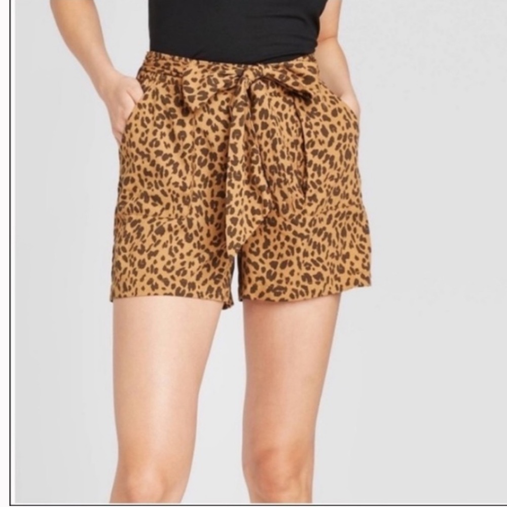 A New Day tie waist cheetah print shorts